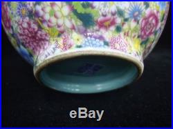 Old Large Chinese Hand Painting Flowers Porcelain Bottle Vase QianLong