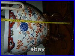 Oriental planter / chinese fish bowl planter vase pot on own stand LARGE