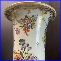 Pair 19th C. Large Chinese Famille Rose Verte Beaker Porcelain Vases 19 Tall