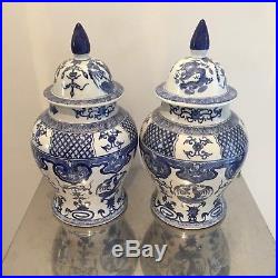 Pair Chinese Temple Vases Large 47cm Height, 24cm Wide