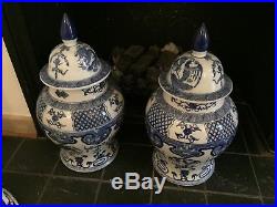 Pair Chinese Temple Vases Large 47cm Height, 24cm Wide