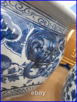 Pair Of Blue And White Porcelain Planters Vase Extra Large