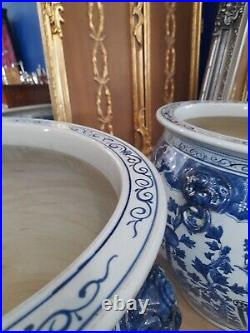 Pair Of Blue And White Porcelain Planters Vase Extra Large