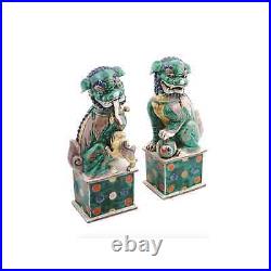Pair Of Large Antique Chinese Foo Dog Figurines