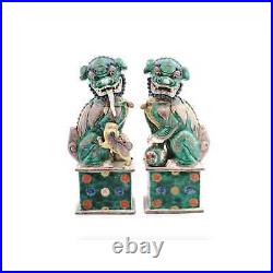 Pair Of Large Antique Chinese Foo Dog Figurines