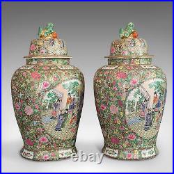 Pair Of, Large Vintage Baluster Urns, Oriental, Ceramic, Art Deco, Circa 1940