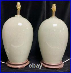 Pair of Beautiful Very Large Celadon Table Lamps 39 cm Chinese Chinoiserie