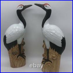 Pair of Chinese Republic Period GlazedPorcelain Cranes Large 16 x 5