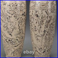Pair of Large Chinese Song Style Vases Asian Japnese Nerikomi BW Porcelain 19c