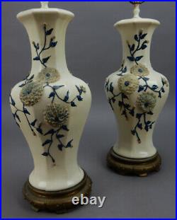 Pair off Antique Chinese Large Blue and White Vases Mounted as Lamps