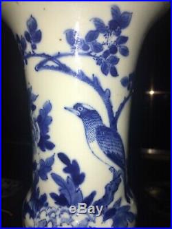 Perfect Qing Dynasty Antique Chinese Blue and White Large Gu Vase Kangxi Mark