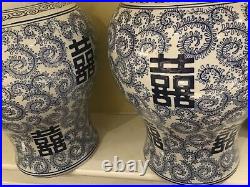 Pr Large Blue & White Temple Jars (eichholtz)