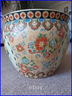 RARE Extra Large Ceramic Porcelain Vintage Chinese Jardiniere Koi Fish Bowl