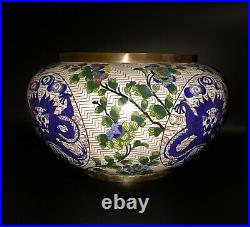 RARE! SALE! LARGE China Cloisonne Plate Bowl Dragon Enamel VASE 12