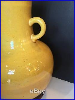 Rare Chinese Antique Hu Handle Vase Beautiful Large Imperial Yellow Ground Glaze