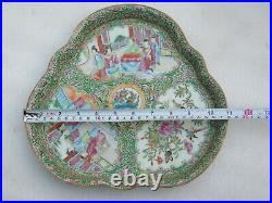 Rare Large Antique Chinese Porcelain Rose Medallion Scalloped Gilt Bowl Plate