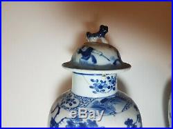 Rare Pair Large Antique Chinese Vases Jars Blue White Vase Jar with lids