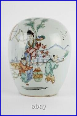 Republic period Antique Chinese jar famille rose jar, calligraphy large