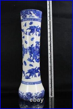 Royal Doulton Blue Flambe Vase Large Decorated Chinese Dragons 51cm Circa 1922