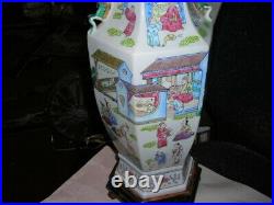 Sale! Lovely Pair Of Large Vintage/antique Famille Rose Chinese Lamps 34 Tall