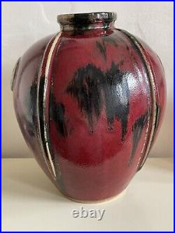 Sang de Boeuf Chinese Polychrome Large Porcelain Vase Ox Blood Red Glaze