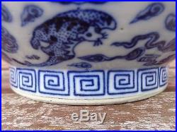 Stunning Large Chinese Blue & White 100 Bats Bottle Vase Kangxi Mark