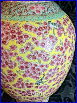 Stunning very large antique vintage Chinese polychrome porcelain vase 16 marked