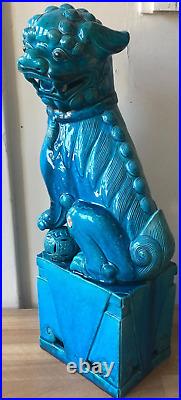 Superb Antique Chinese Large Turquoise Foo Dog