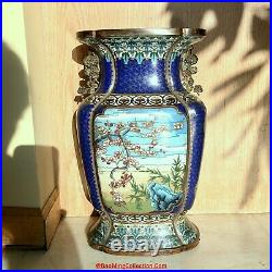 Top Quality Large 39cmH Chinese Republic Cloisonne Crackle Iced Prunus Hu Vase