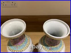 Two VINTAGE CHINESE LARGE HAND PAINTED Vases 12.3(31.5cm) High, Marked