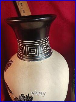 VERY OLD Large Porcelain black white glaze Chinese Japan Crab Flower Vase carved