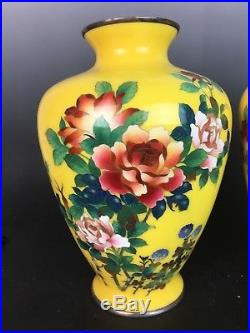 Very Fine c1900's Large Sized Japanese Meiji Cloisonné Enamel Pair Vases Flowers