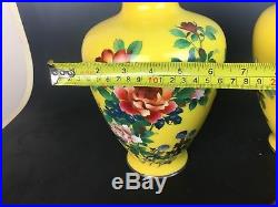 Very Fine c1900's Large Sized Japanese Meiji Cloisonné Enamel Pair Vases Flowers