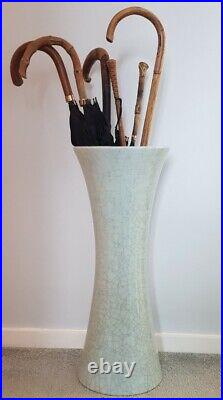 Very Large Chinese Celedon Crackle Glazed Cylindrical Umbrella Stand/Vase. 24