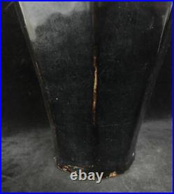 Very Large Chinese Old CiZhou Kiln Hand Painting Leaves Black Porcelain Vase