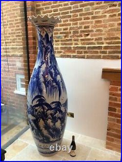 Very Large, Huge Over 6ft tall, Oriental Chinoiserie Blue White Chinese Vase