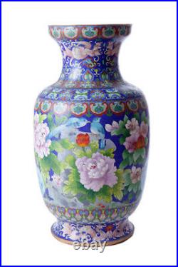 Vintage 20th Large original Chinese Cloisonne Vase floral decoration 52 cm