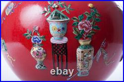 Vintage 20th Original Decorative Large China red Porcelain vase QIANLONG Marked