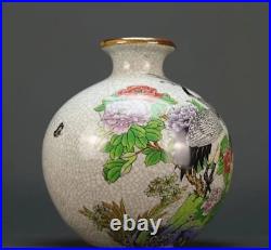 Vintage Ceramic Decorative Urn with Cranes and Floral Design LARGE