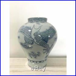 Vintage Chinese Blue Porcelain White Vase And Jar Old Rare Large Vases Hand Rare