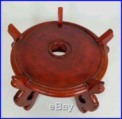 Vintage Chinese Carved Wood Display Stand Base Fish Bowl Vase Urn Large 15