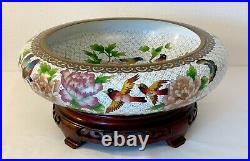 Vintage Chinese Cloisonne Enamel Fruit Bowl Punch Large/stand 7 Ins Tall