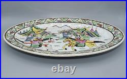 Vintage Chinese Crackle Glaze Large Famille Rose Plate Chinese Warriors & Horses