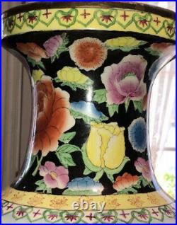 Vintage Chinese Famille Rose Palace Vase Warriors With Tiger Lilies Large 24H