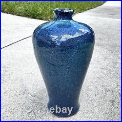 Vintage Chinese Flambe Meiping Vase Blue Shiwan Pottery Jun Glaze 16 Large