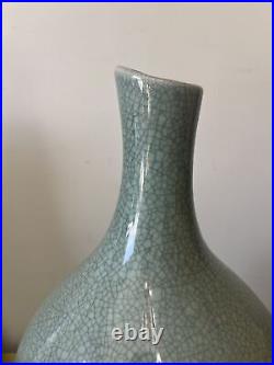 Vintage Chinese GE Type Crackle Glaze Ceramic Vase Large Table Or Floor