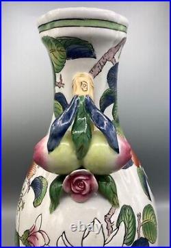 Vintage Large Andrea by Sadek Chinoiserie Double Pomegranate Handle Vase 14 H