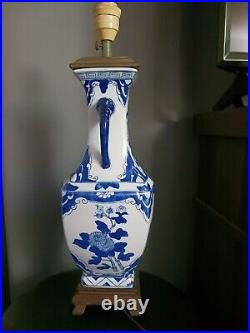 Vintage Large Chinese Blue & White Porcelain Vase/lamp
