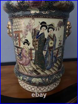 Vintage Large Chinese Porcelain Urn/ Vase About 17H x 11W 13 LBS