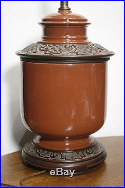 Vintage Large HAEGER Pottery Base Table Lamp. Chinese Motif Vase